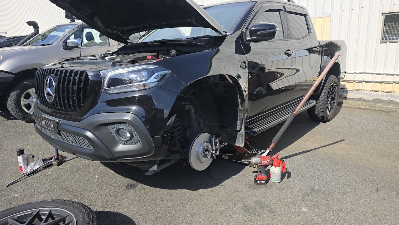 Professional mobile mechanic servicing Mercedes truck Northern Gold Coast
